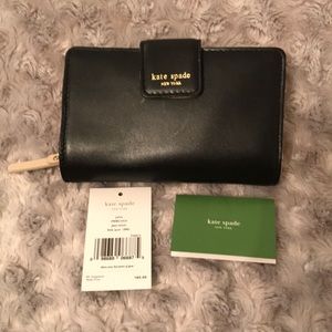 Kate Spade Black and Cream Leather Wallet NWT
